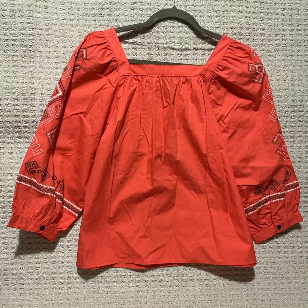 Wrangler Retro Women's Orange Embroidered Top Shirt S Westernwear BOHO Cowgirl